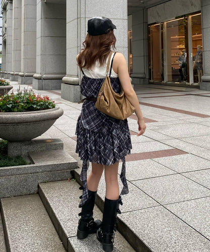 連衣裙套裝側邊荷葉邊迷你裙