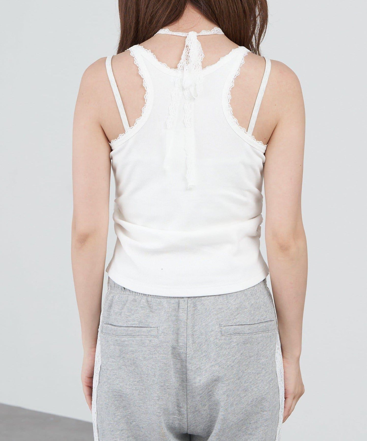 豹紋胸墊 蕾絲Logo疊穿 吊帶背心