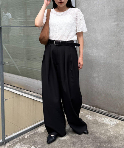 透視蕾絲短袖寬鬆上衣