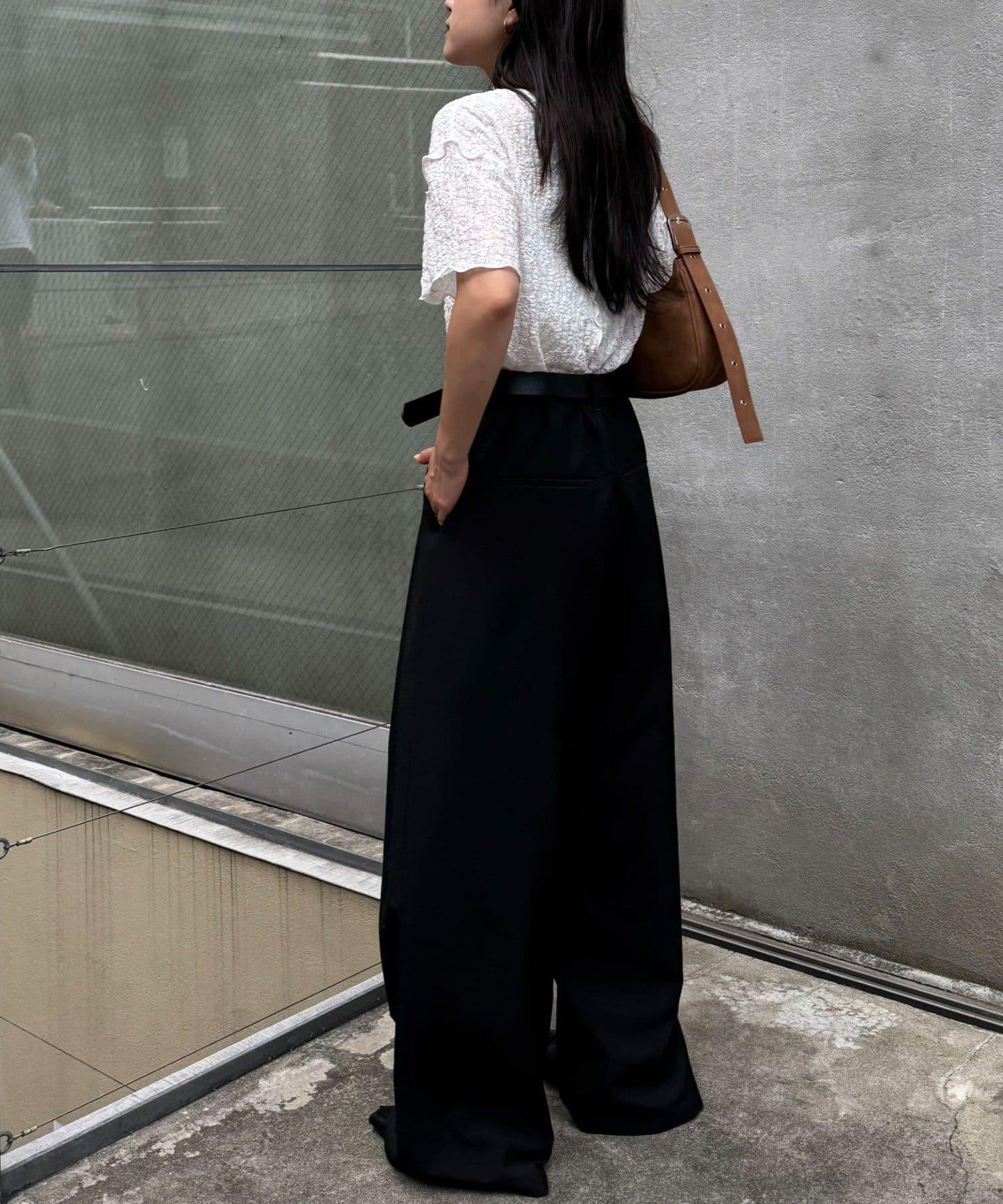 透視蕾絲短袖寬鬆上衣