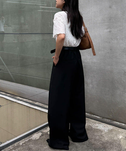 透視蕾絲短袖寬鬆上衣