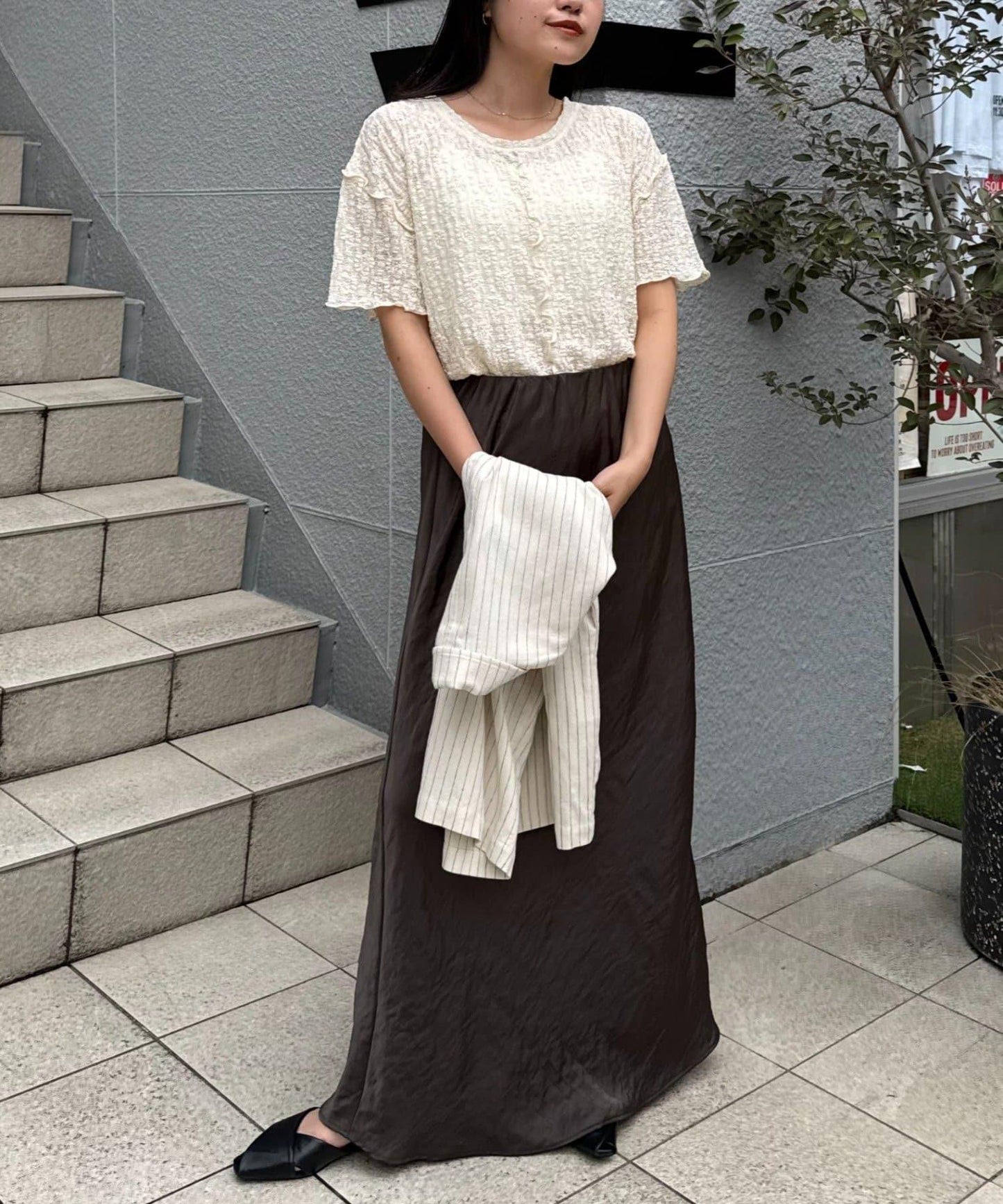 透視蕾絲短袖寬鬆上衣