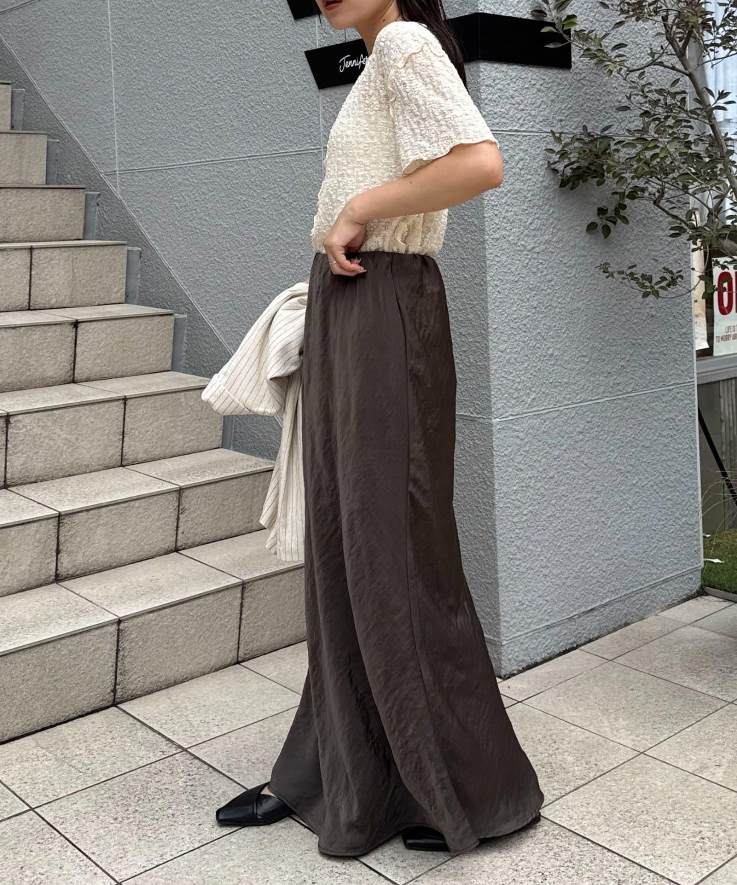 透視蕾絲短袖寬鬆上衣