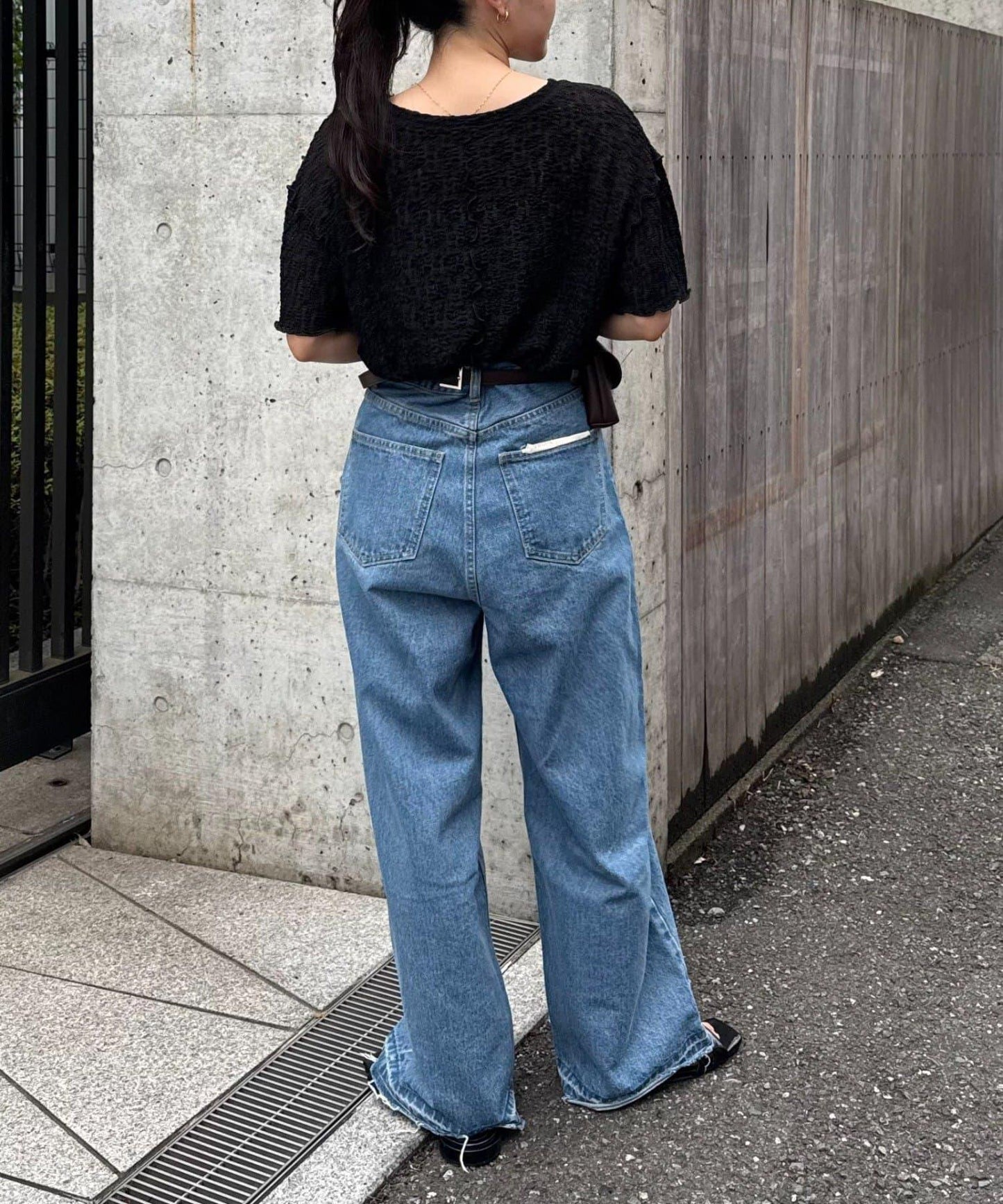 透視蕾絲短袖寬鬆上衣