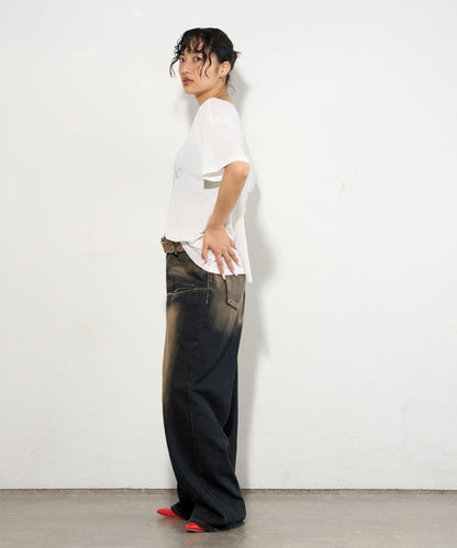 WHO'S WHO gallery 透視寬鬆一字肩T恤