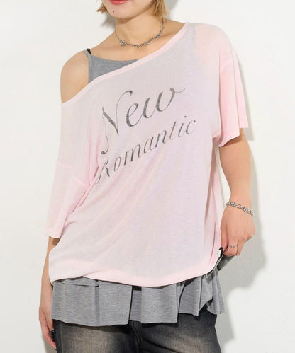 WHO'S WHO gallery 透視寬鬆一字肩T恤