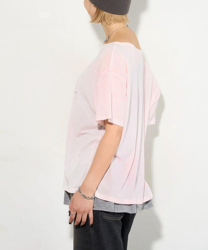 WHO'S WHO gallery 透視寬鬆一字肩T恤