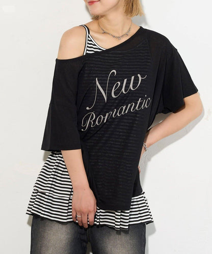 WHO'S WHO gallery 透視寬鬆一字肩T恤