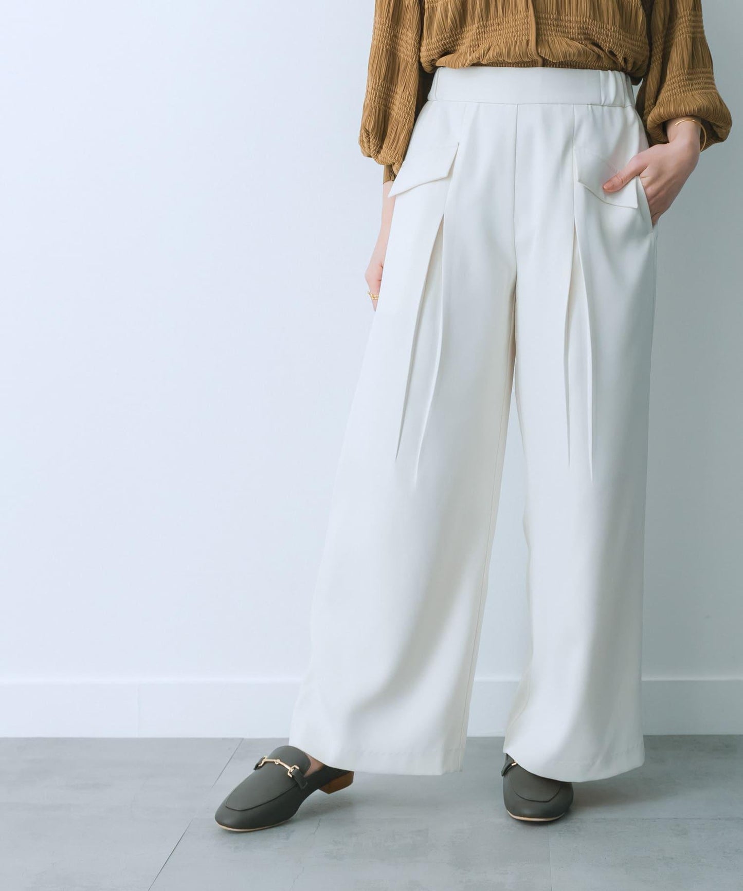 翻蓋口袋寬鬆長褲