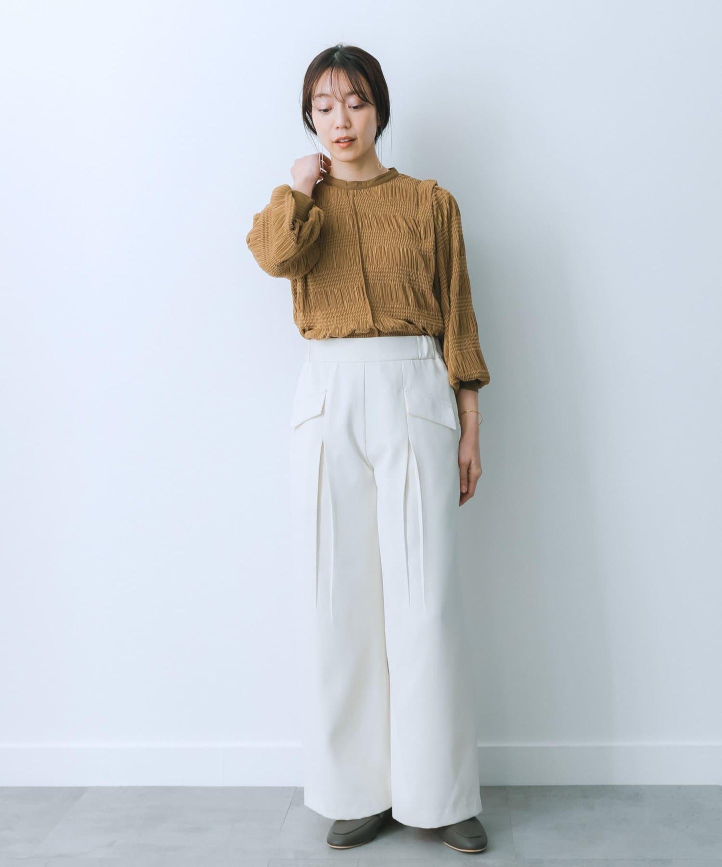 翻蓋口袋寬鬆長褲