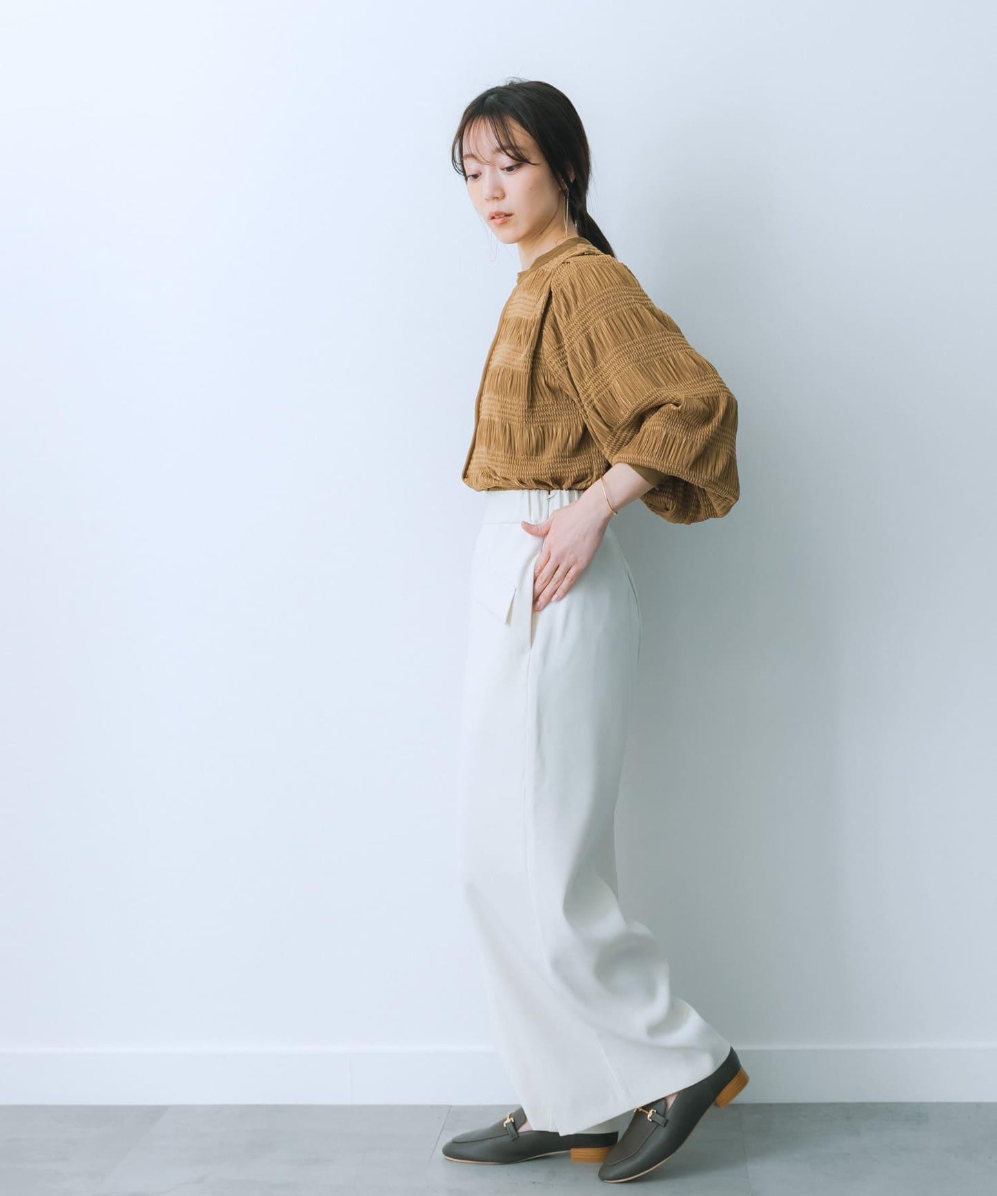 翻蓋口袋寬鬆長褲