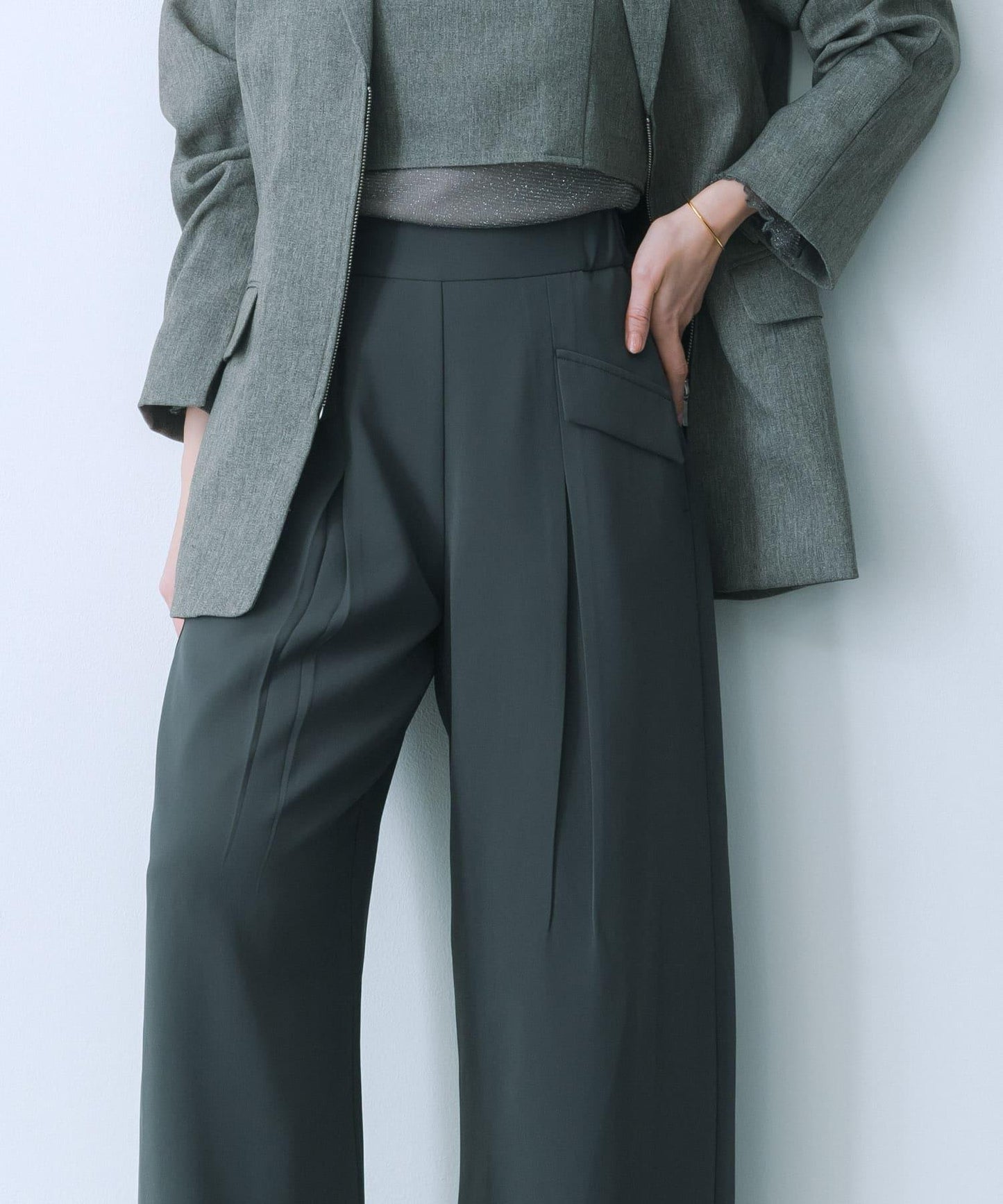 翻蓋口袋寬鬆長褲