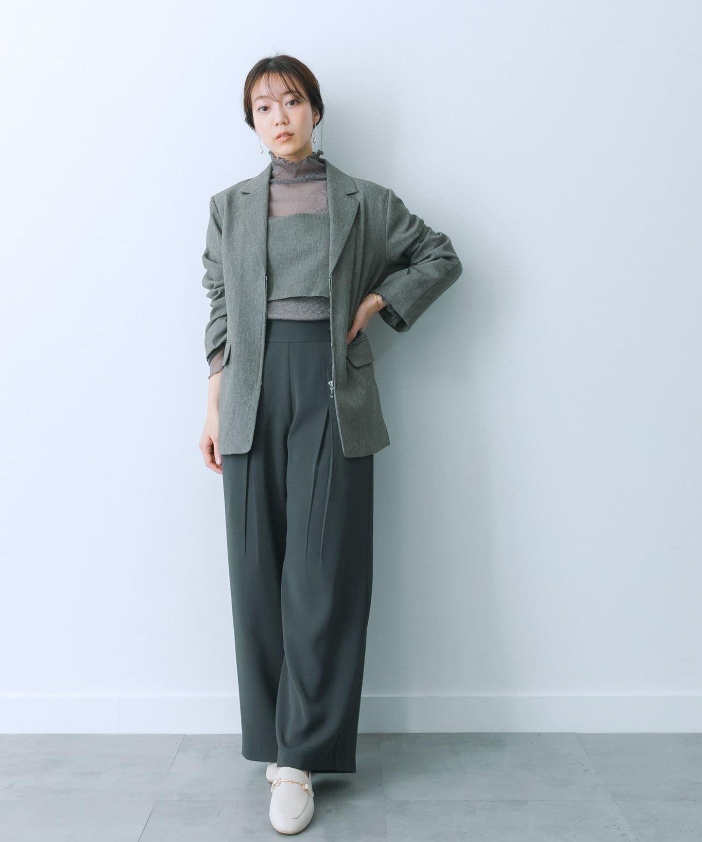 翻蓋口袋寬鬆長褲