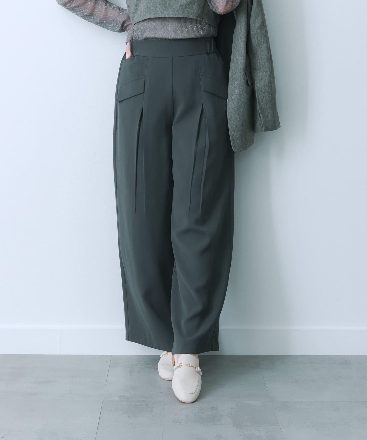 翻蓋口袋寬鬆長褲