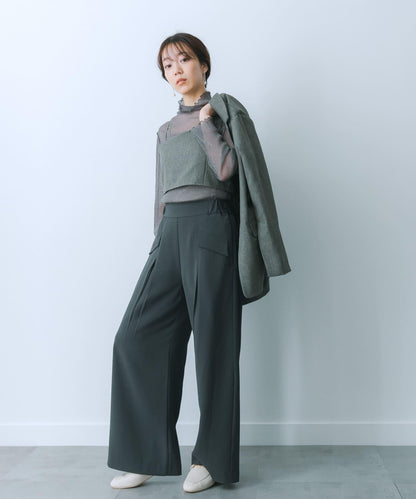 翻蓋口袋寬鬆長褲