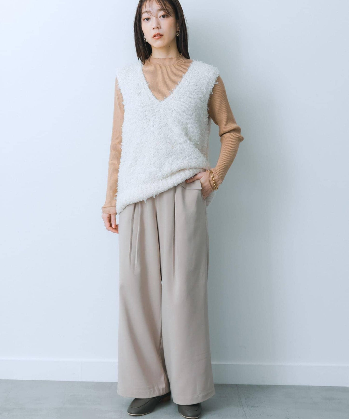 翻蓋口袋寬鬆長褲