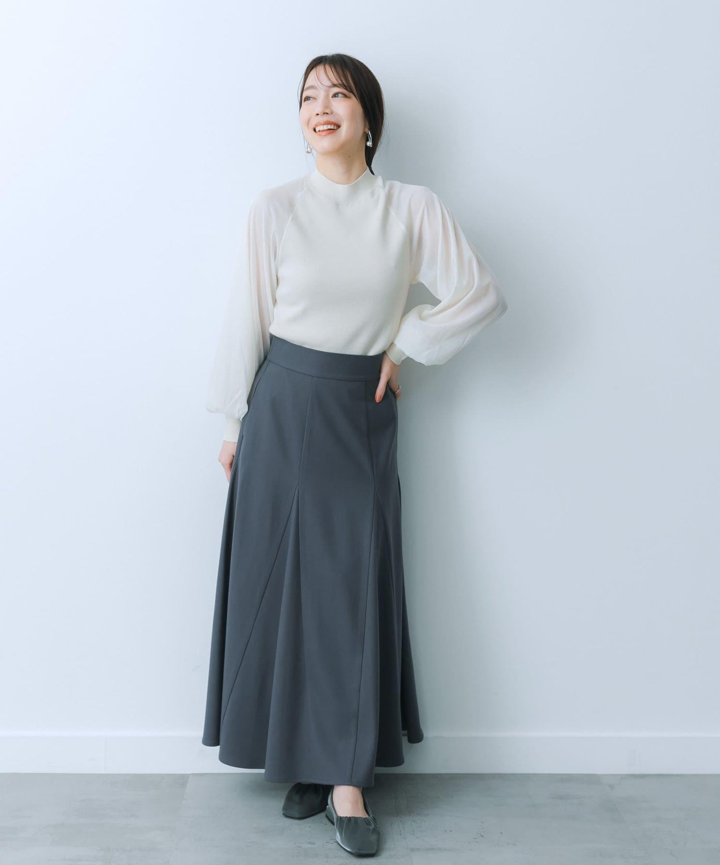 透視感泡泡袖毛衣