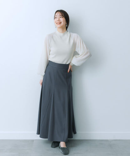 透視感泡泡袖毛衣