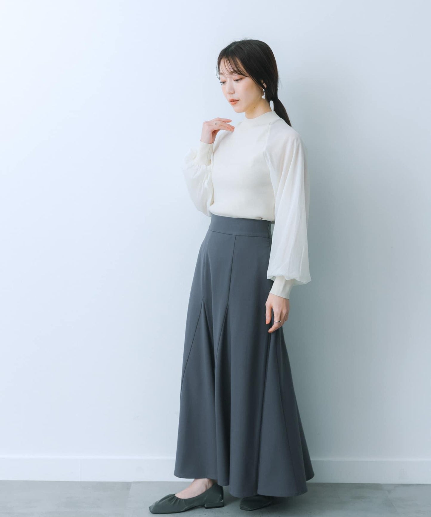 透視感泡泡袖毛衣