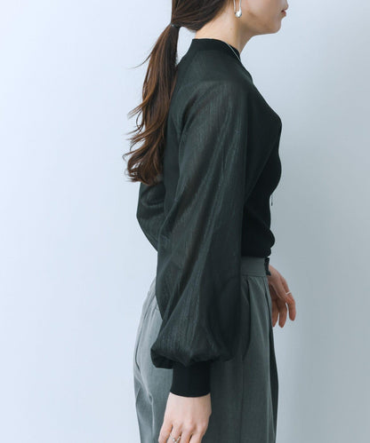 透視感泡泡袖毛衣