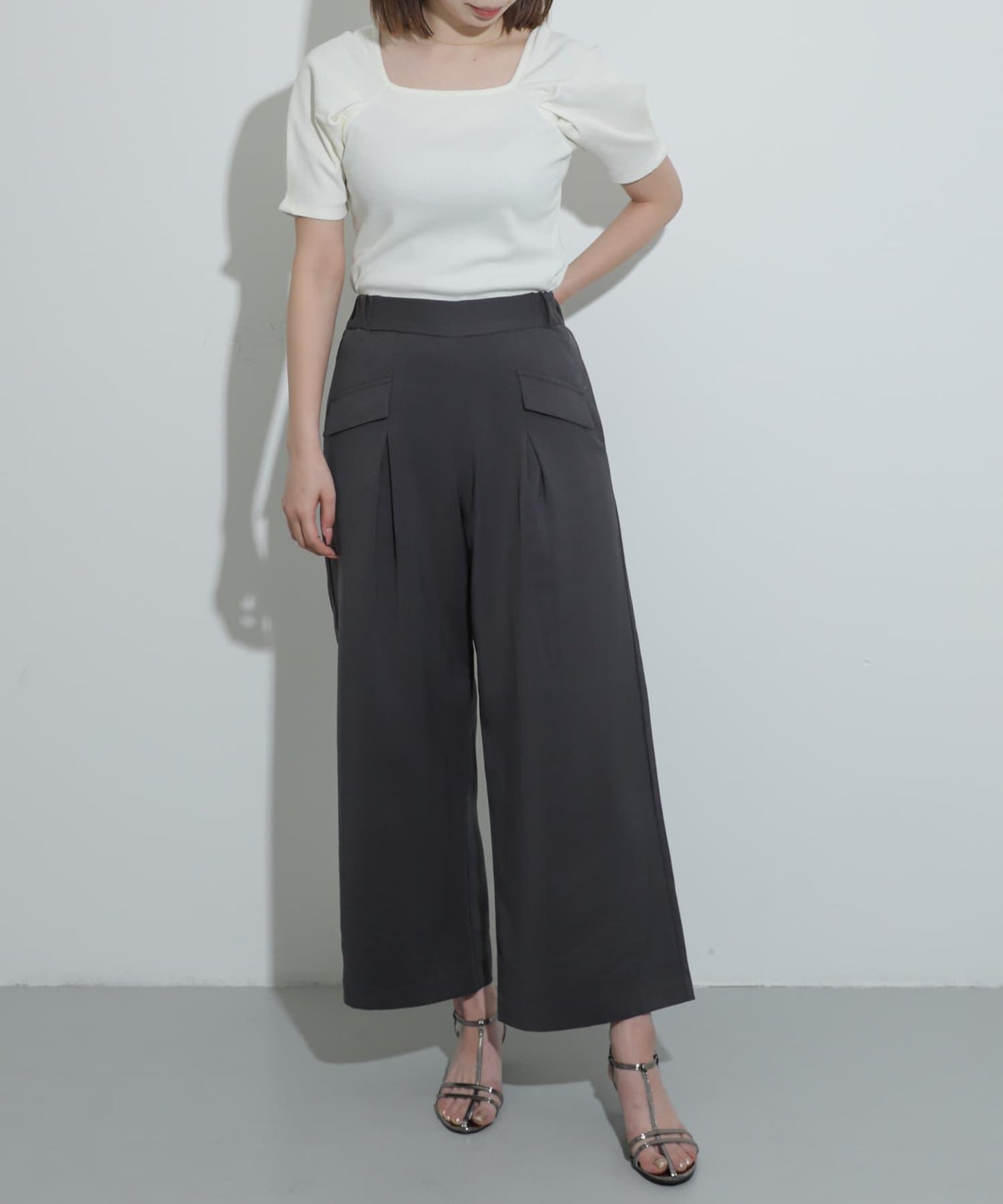 翻蓋口袋寬鬆長褲