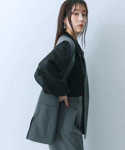 透視感泡泡袖毛衣