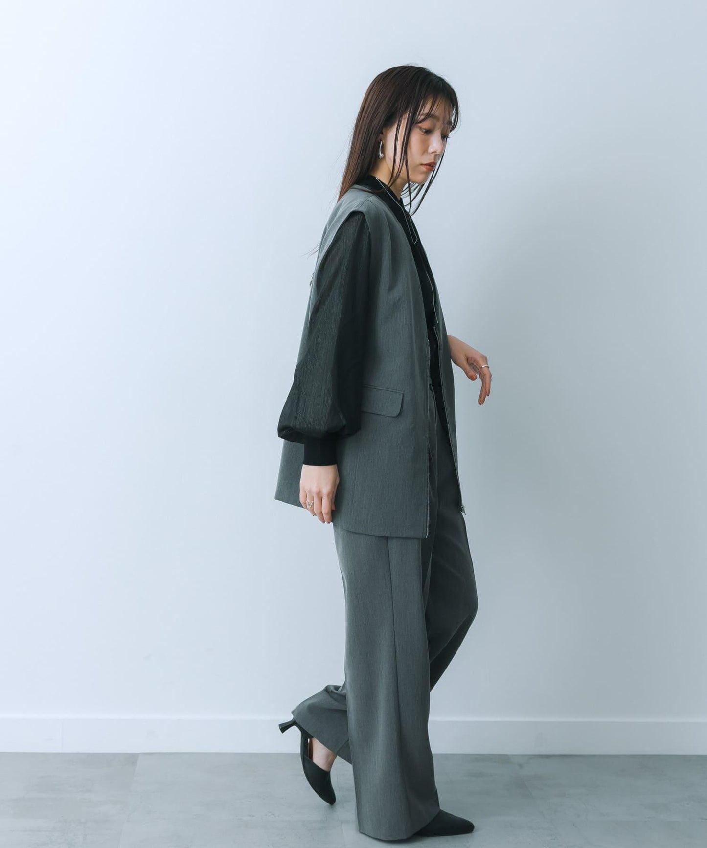 透視感泡泡袖毛衣