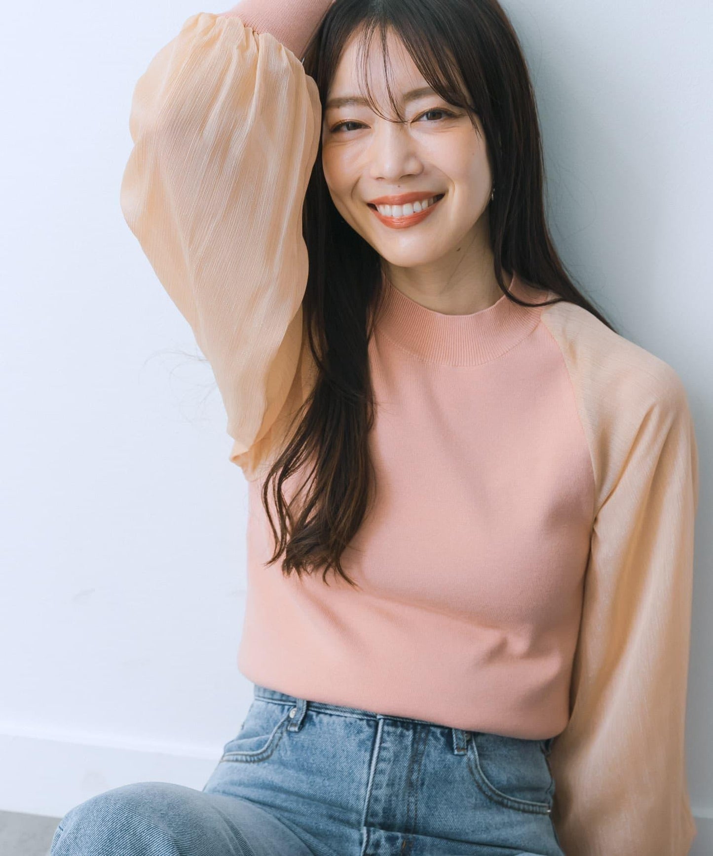 透視感泡泡袖毛衣