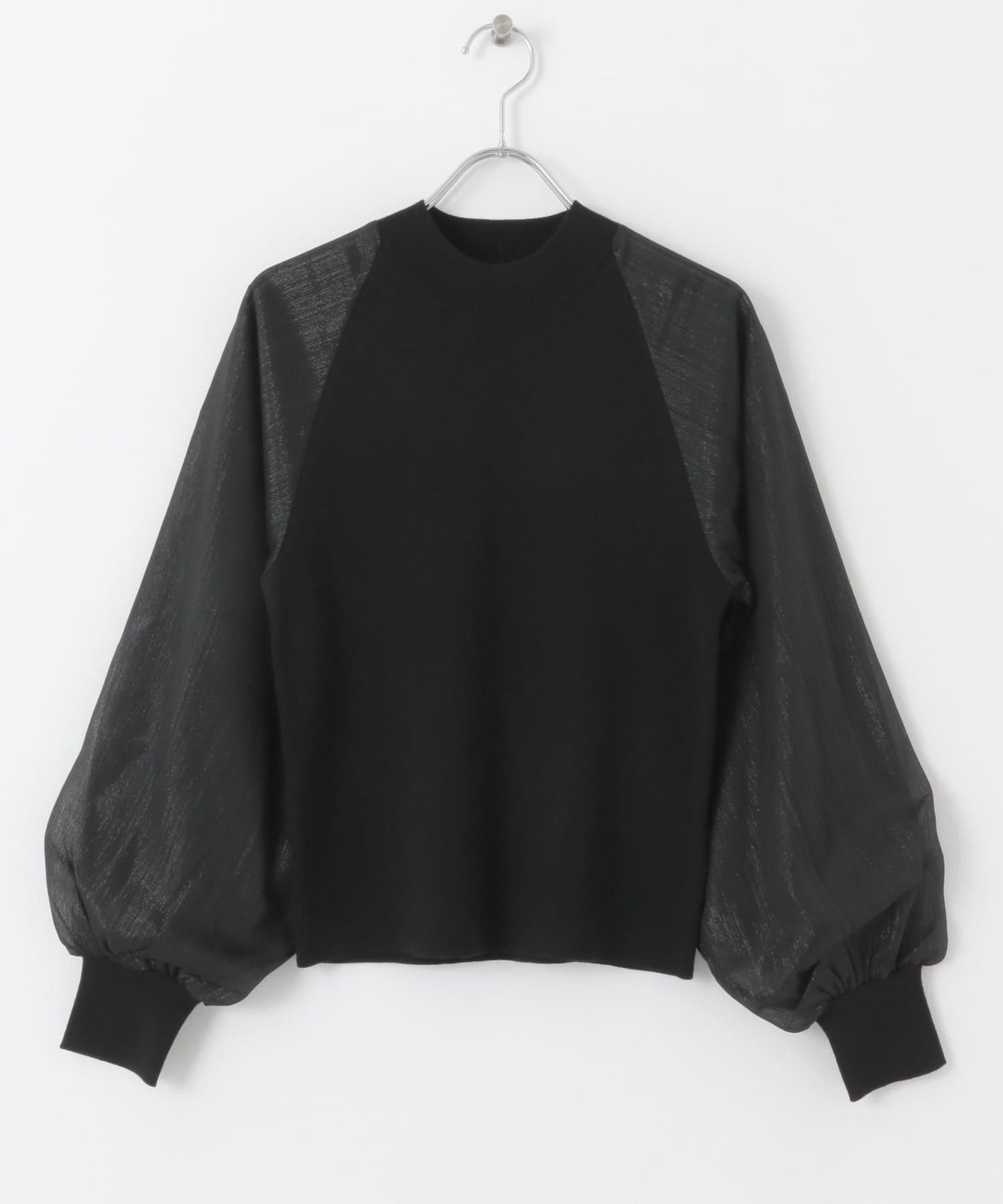 透視感泡泡袖毛衣