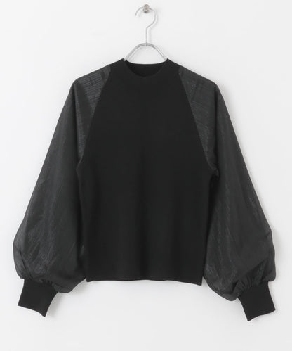 透視感泡泡袖毛衣