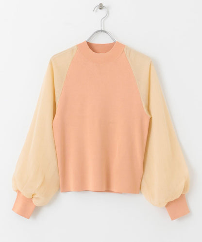 透視感泡泡袖毛衣