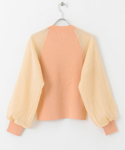 透視感泡泡袖毛衣