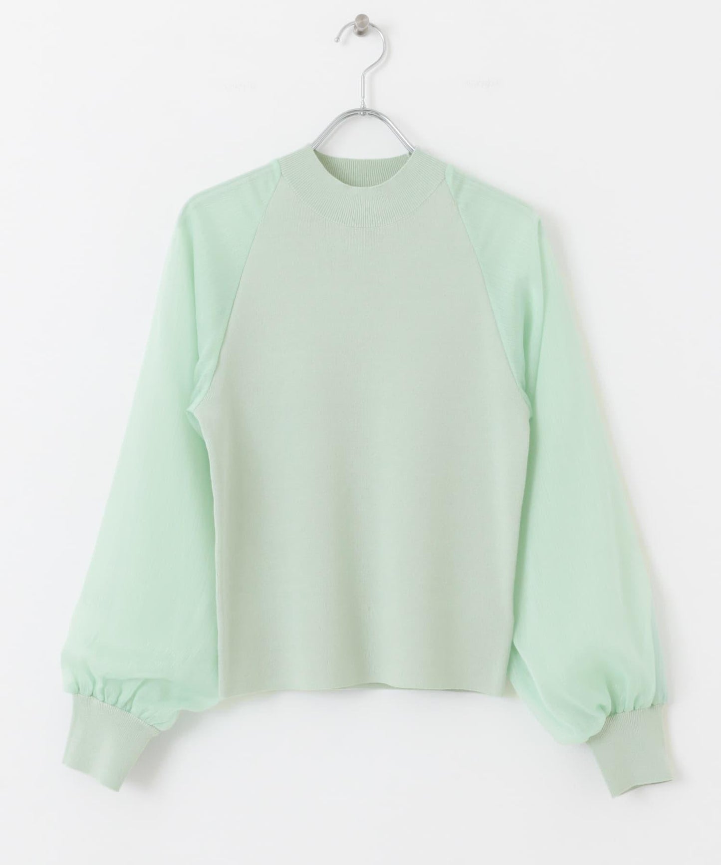 透視感泡泡袖毛衣