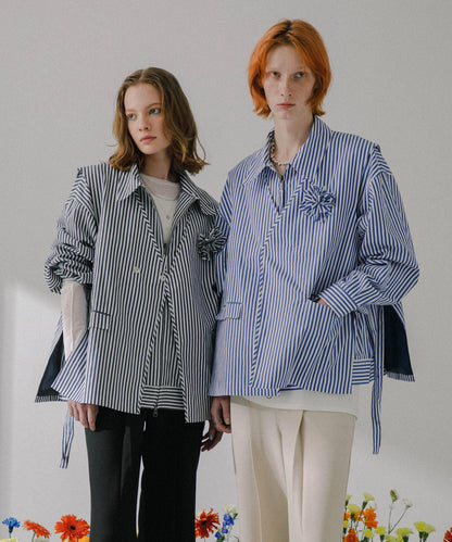 hxcyyd × SOP 條紋花卉胸花襯衫馬甲（男女同款）