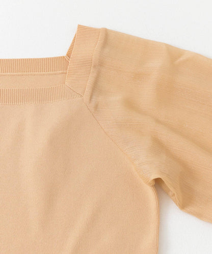 透視感蓬鬆袖針織衫（五分袖）