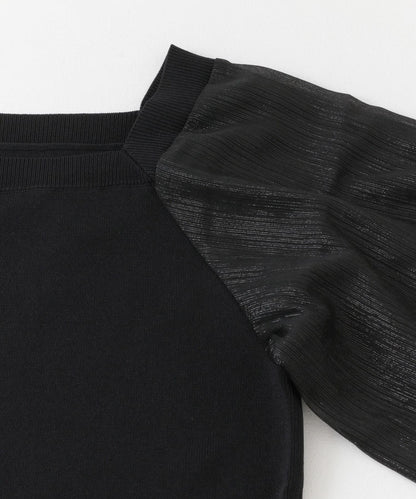 透視感蓬鬆袖針織衫（五分袖）