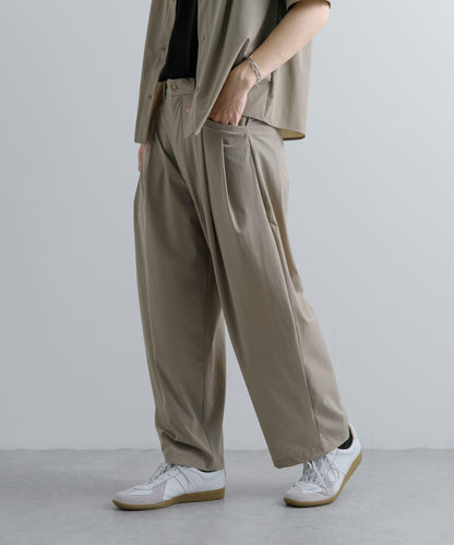 Uiscel 4向彈力雙褶寬腿褲