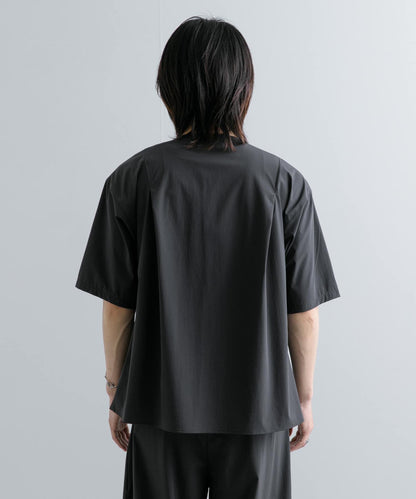 Uiscel 4向彈力褶皺無領五分袖襯衫