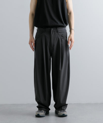 Uiscel 4向彈力雙褶寬腿褲