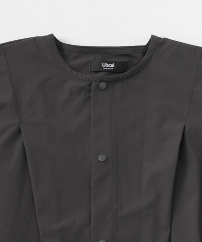 Uiscel 4向彈力褶皺無領五分袖襯衫