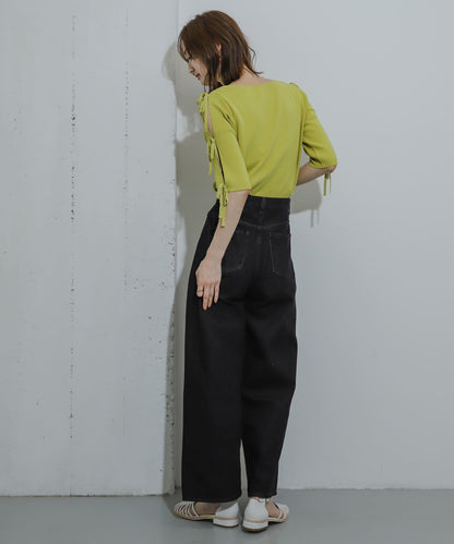 蝴蝶結開叉袖針織衫（五分袖）