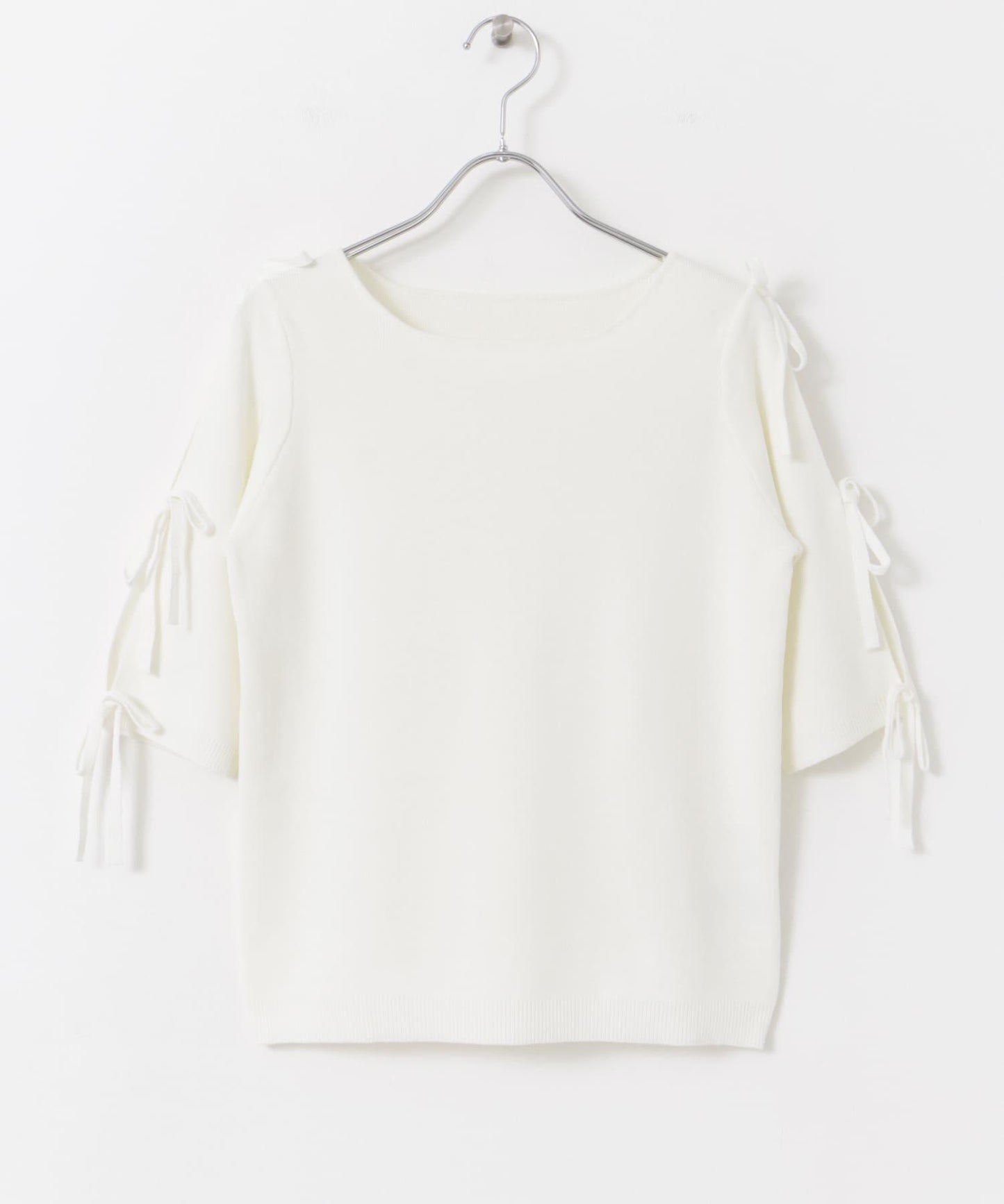 蝴蝶結開叉袖針織衫（五分袖）