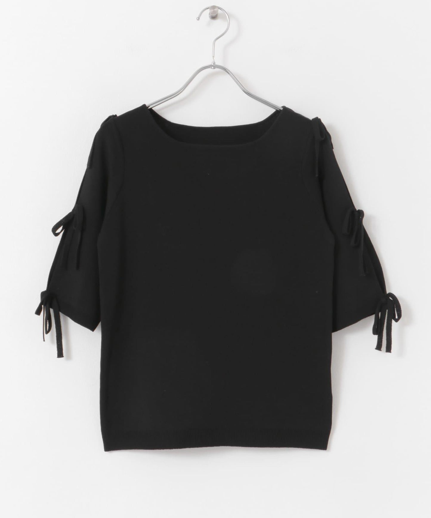 蝴蝶結開叉袖針織衫（五分袖）