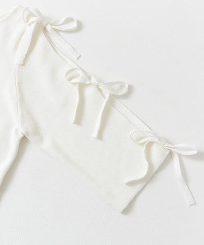 蝴蝶結開叉袖針織衫（五分袖）