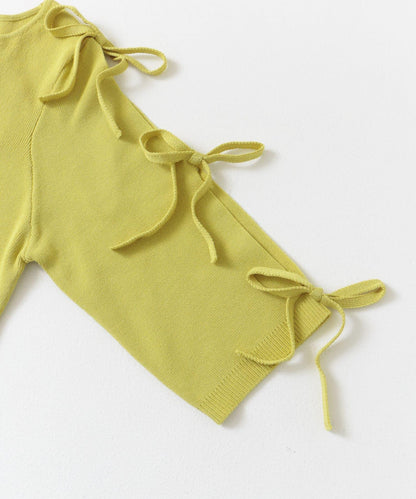 蝴蝶結開叉袖針織衫（五分袖）