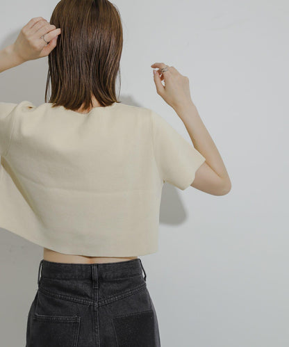 心形領口鑲鑽毛衣