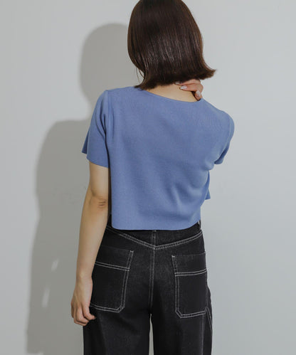 心形領口鑲鑽毛衣