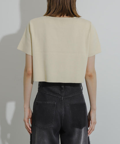 心形領口鑲鑽毛衣