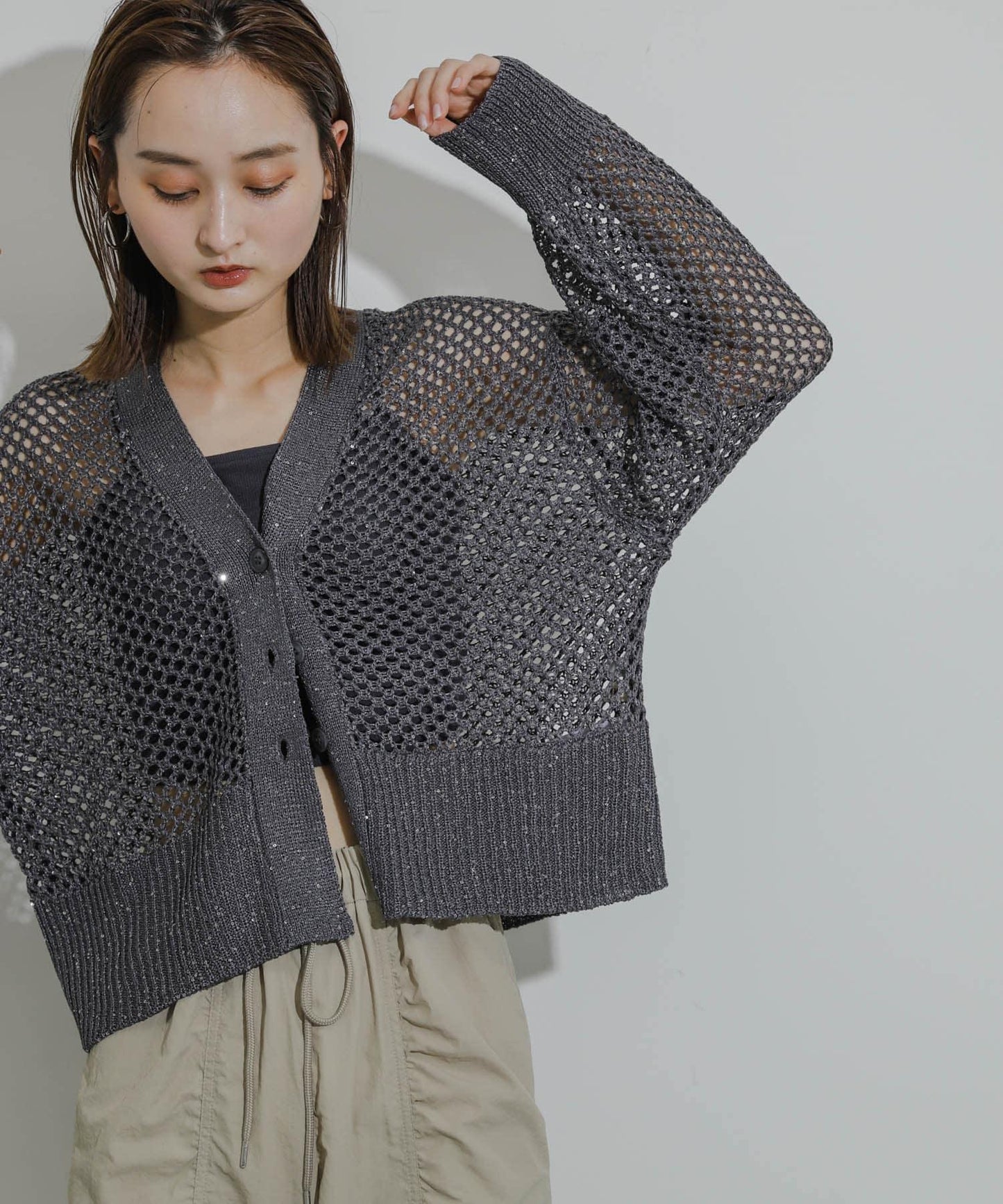 亮片網紗開衫