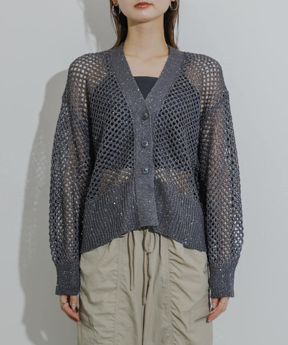 亮片網紗開衫